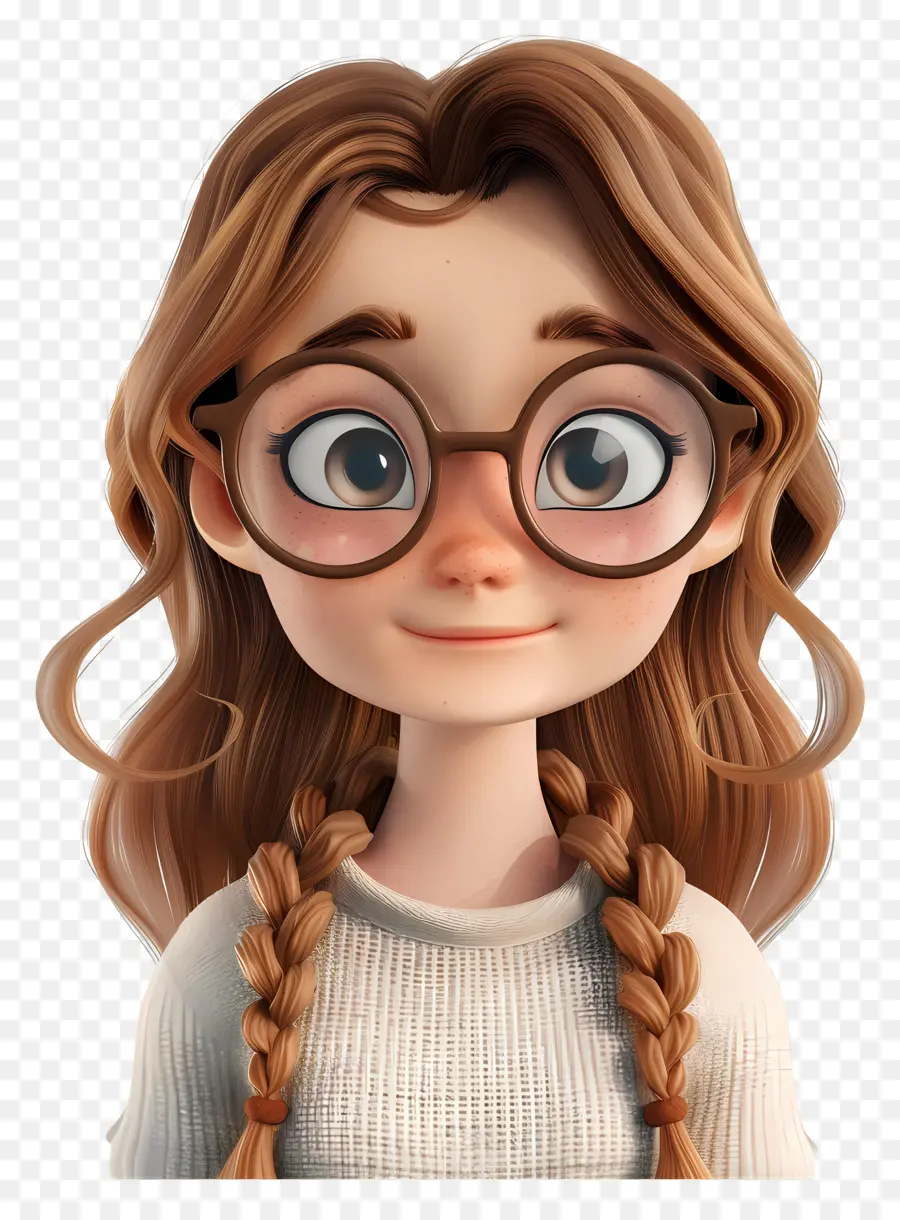 Avatar De Fille 3d，Fille Avec Des Lunettes PNG