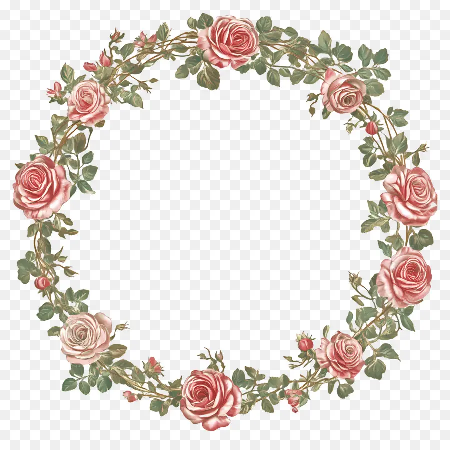 Cadre De Cercle De Mariage，Couronne De Fleurs PNG