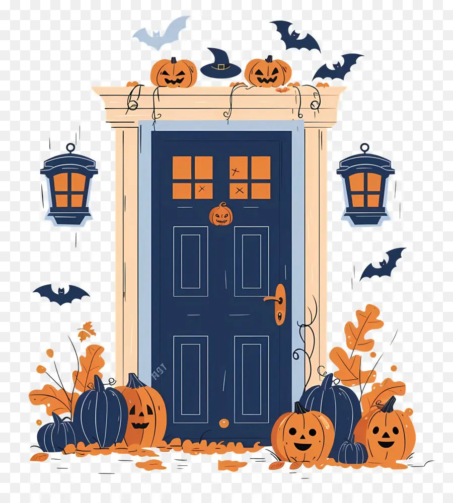 Porte Effrayante D'halloween，Porte Décorée D'halloween PNG