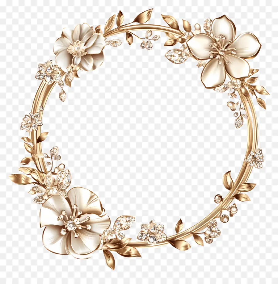 Cadre De Cercle De Mariage，Couronne Florale PNG