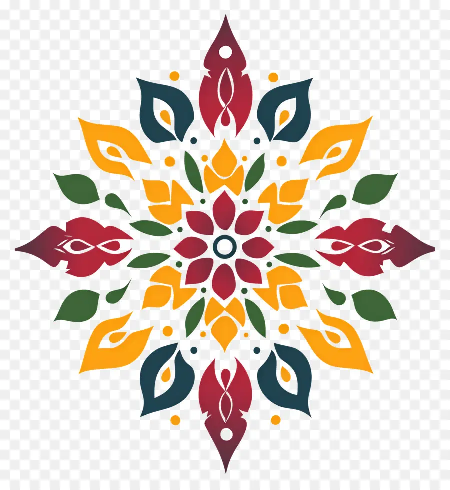 Rangoli Floral Onam，Mandala Coloré PNG