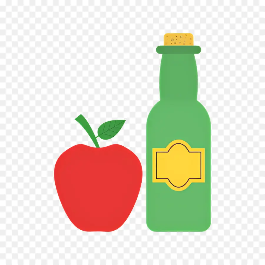 Vinaigre De Pomme，Pomme Et Bouteille PNG