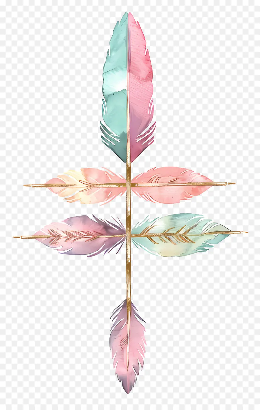 Flèche Pastel，Plumes Colorées PNG