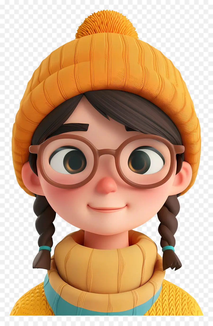 Avatar De Femme 3d，Fille Au Chapeau Jaune PNG