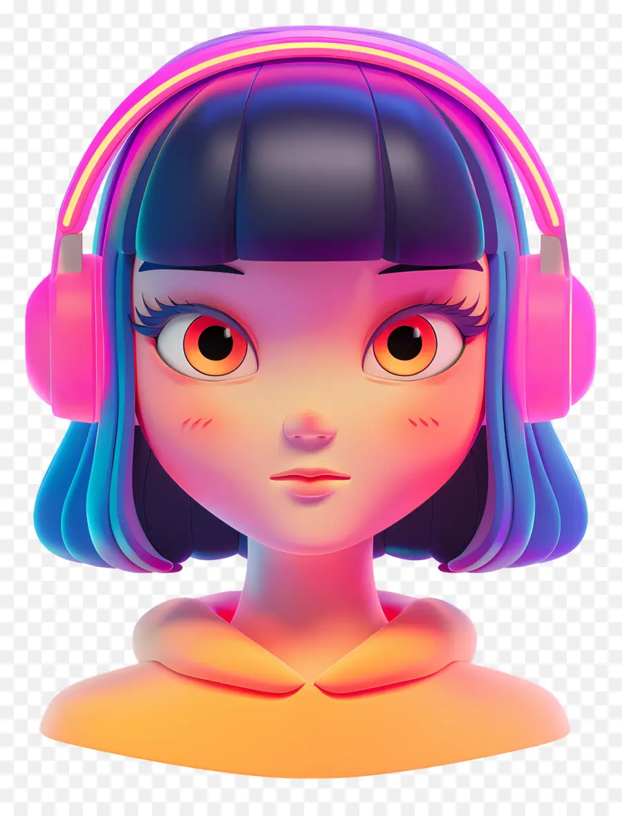 Avatar De Fille 3d，Fille Avec Des écouteurs PNG