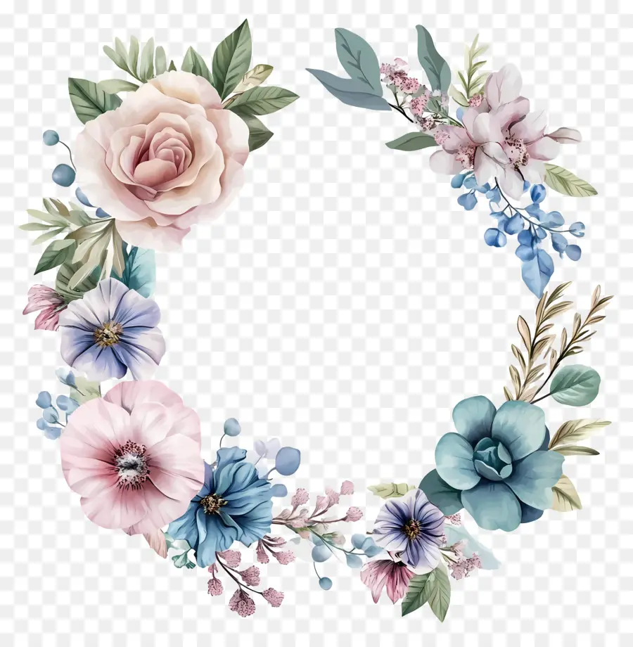 Cadre De Cercle De Mariage，Couronne De Fleurs PNG