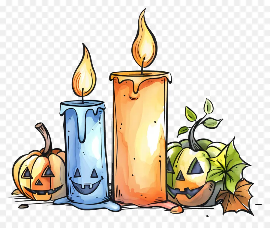 Bougies D'halloween，Citrouille PNG