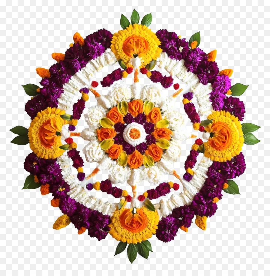 Rangoli Floral Onam，Mandala De Fleurs PNG