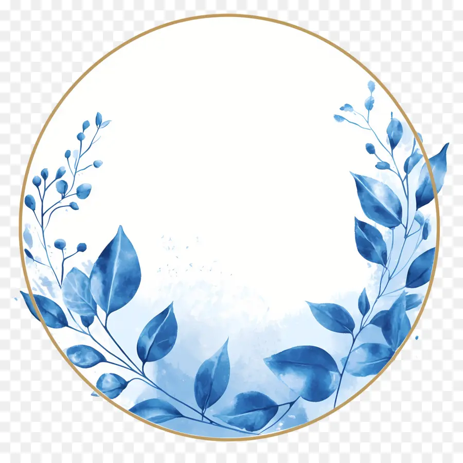 Cadre Cercle Bleu，Cadre Floral PNG