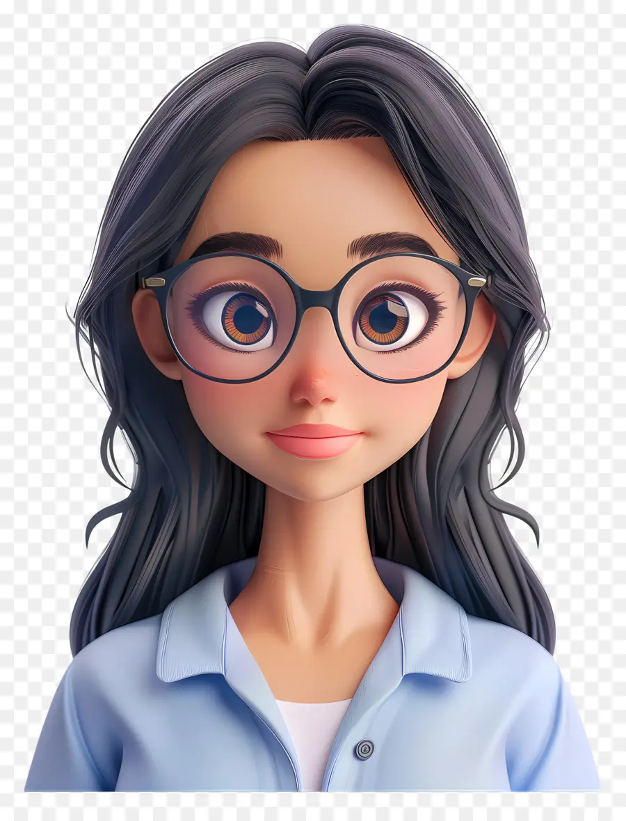 Avatar De Femme 3d，Fille Avec Des Lunettes PNG