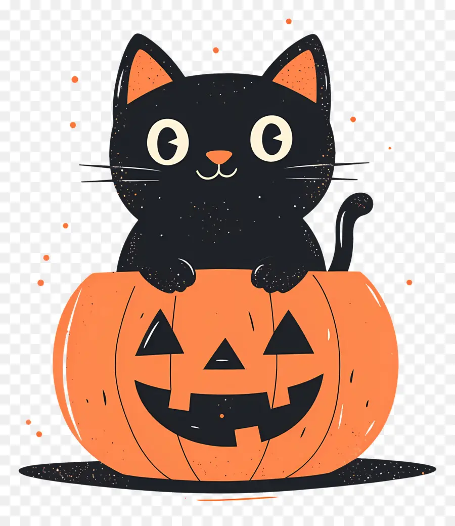 Chat Noir D'halloween，Chat Noir Sur Citrouille PNG