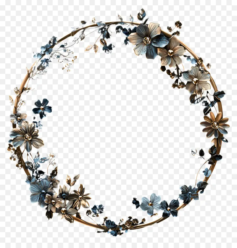 Cadre De Cercle De Mariage，Couronne Florale PNG