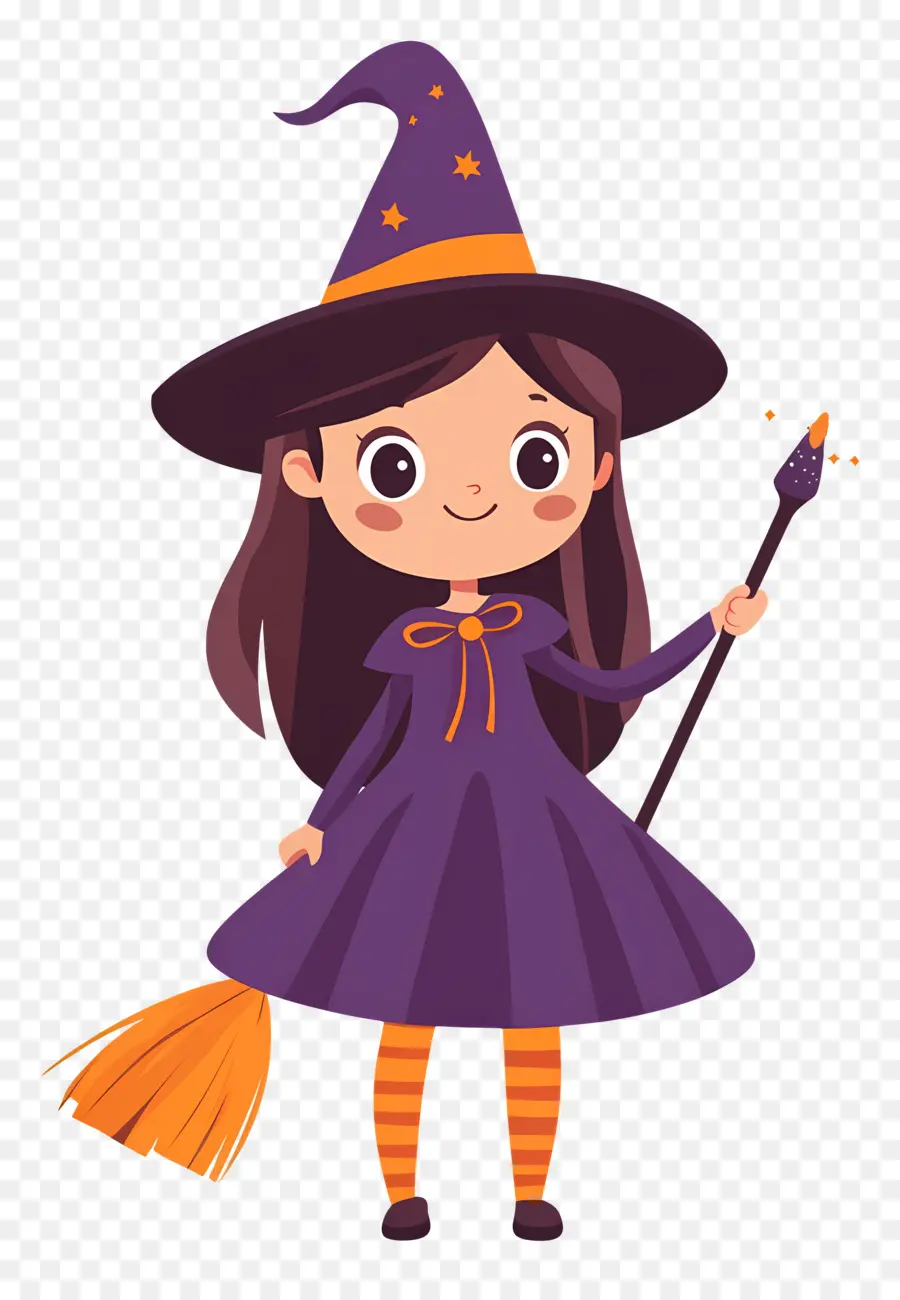 Jolie Sorcière D'halloween，Sorcière Violette PNG