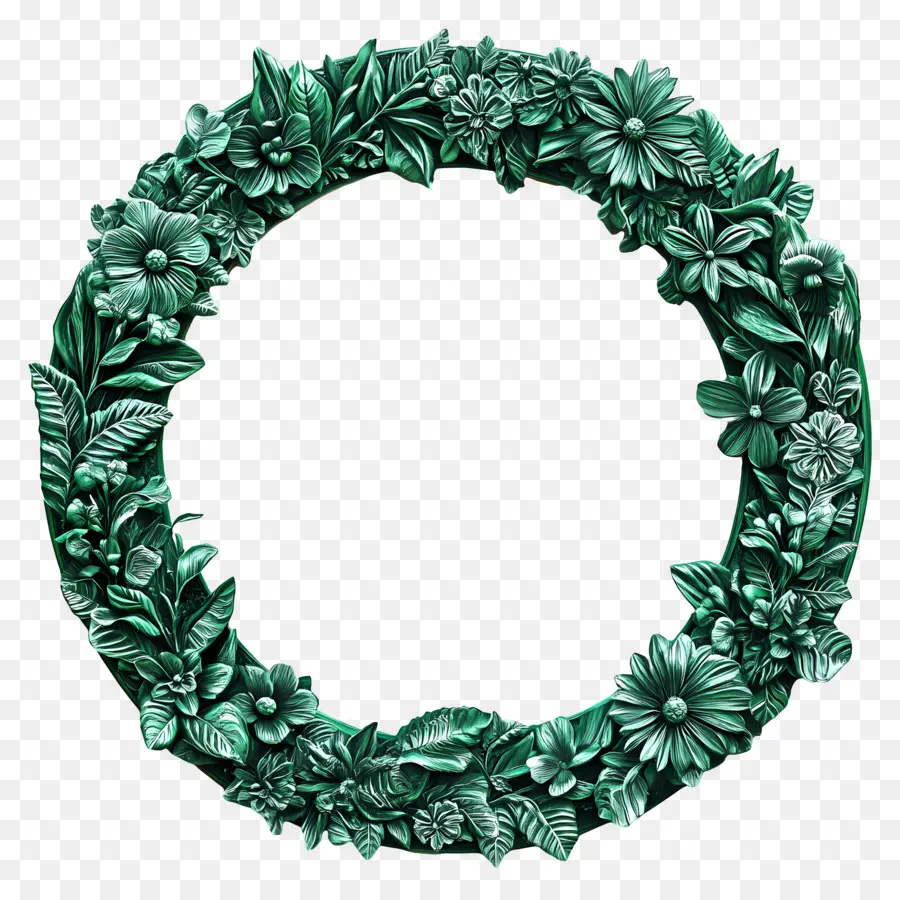 Cadre De Cercle Vert，Couronne Florale Verte PNG