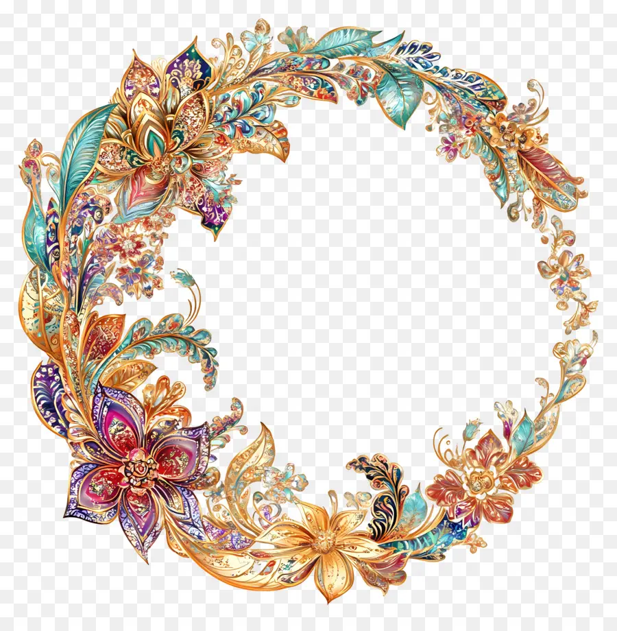 Cadre Floral Doré，Couronne PNG