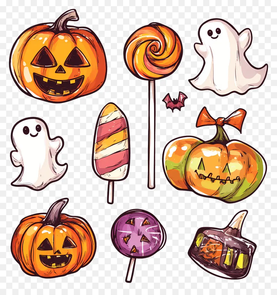 Bonbons D'halloween，Citrouilles Et Bonbons D'halloween PNG