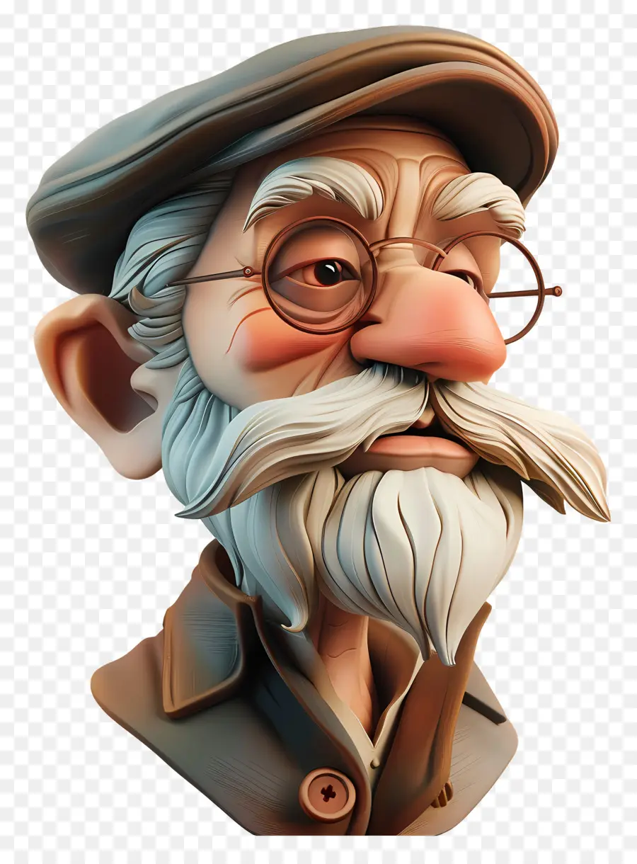 Avatar De Vieil Homme Modèle 3d，Vieil Homme à Lunettes PNG