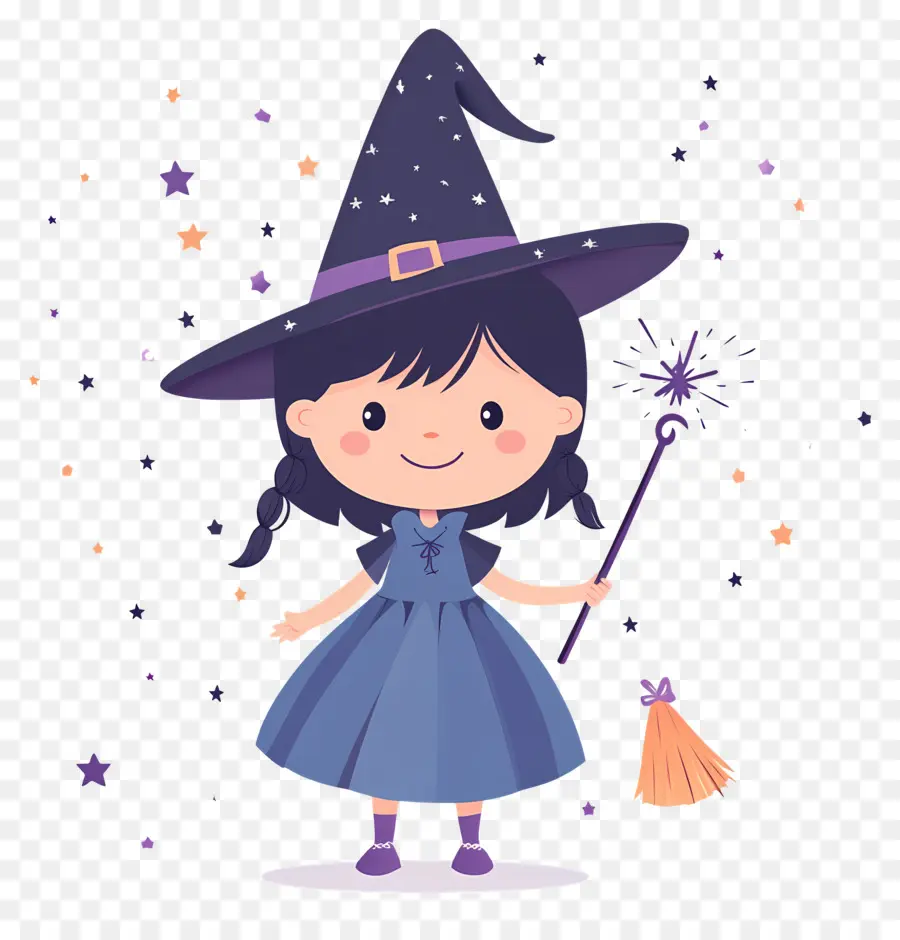 Jolie Sorcière D'halloween，Sorcière Violette PNG