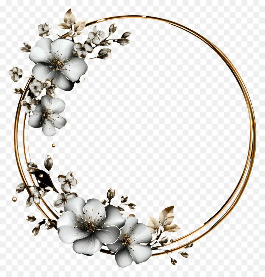 Cadre De Cercle De Mariage，Couronne Florale PNG