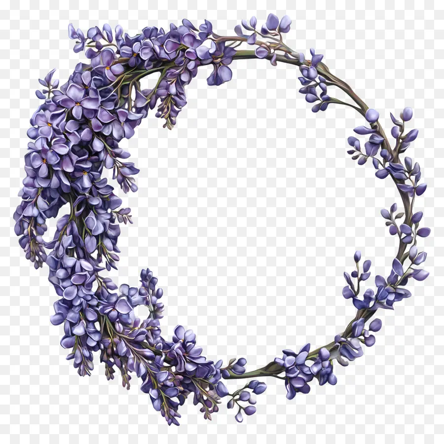 Cadre De Cercle，Couronne De Fleurs Violettes PNG