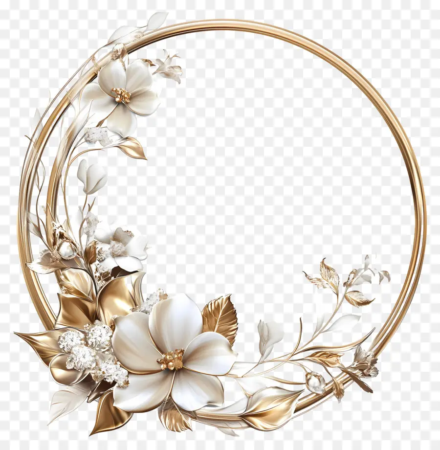 Cadre De Cercle De Mariage，Couronne Florale PNG