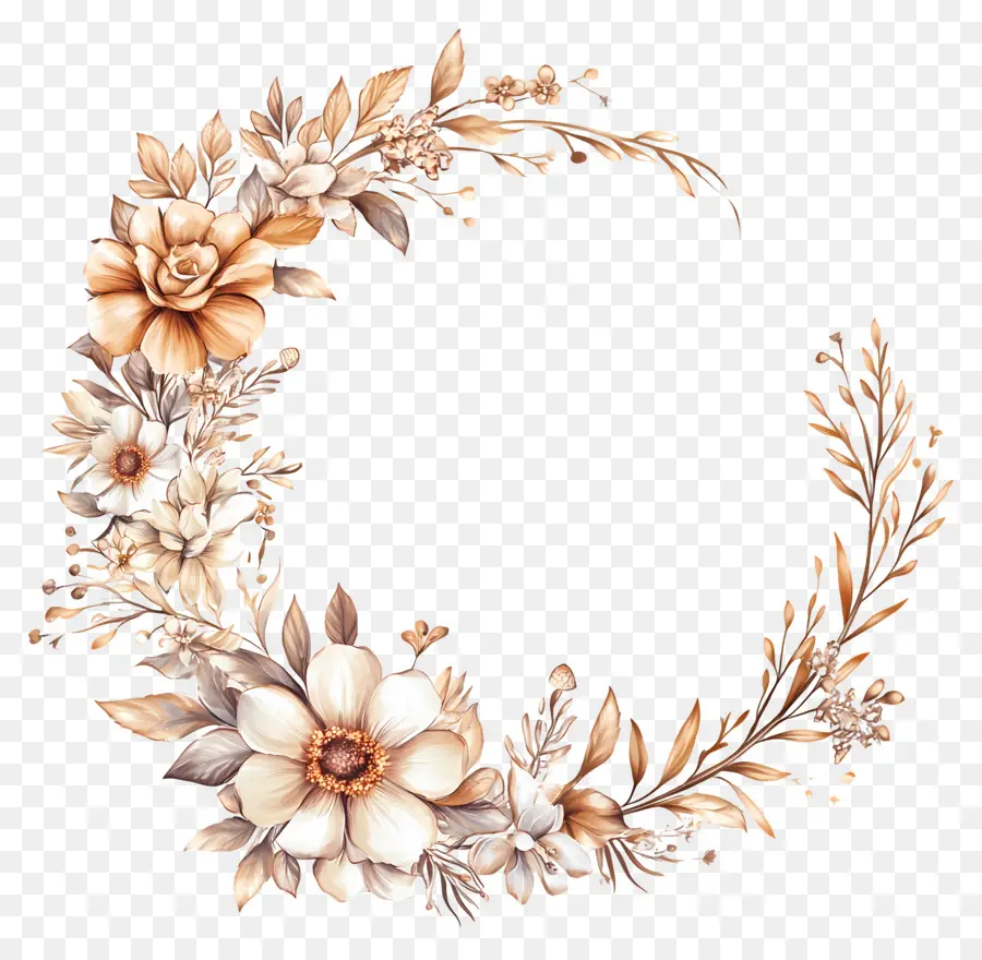 Cadre De Cercle De Mariage，Couronne Florale PNG