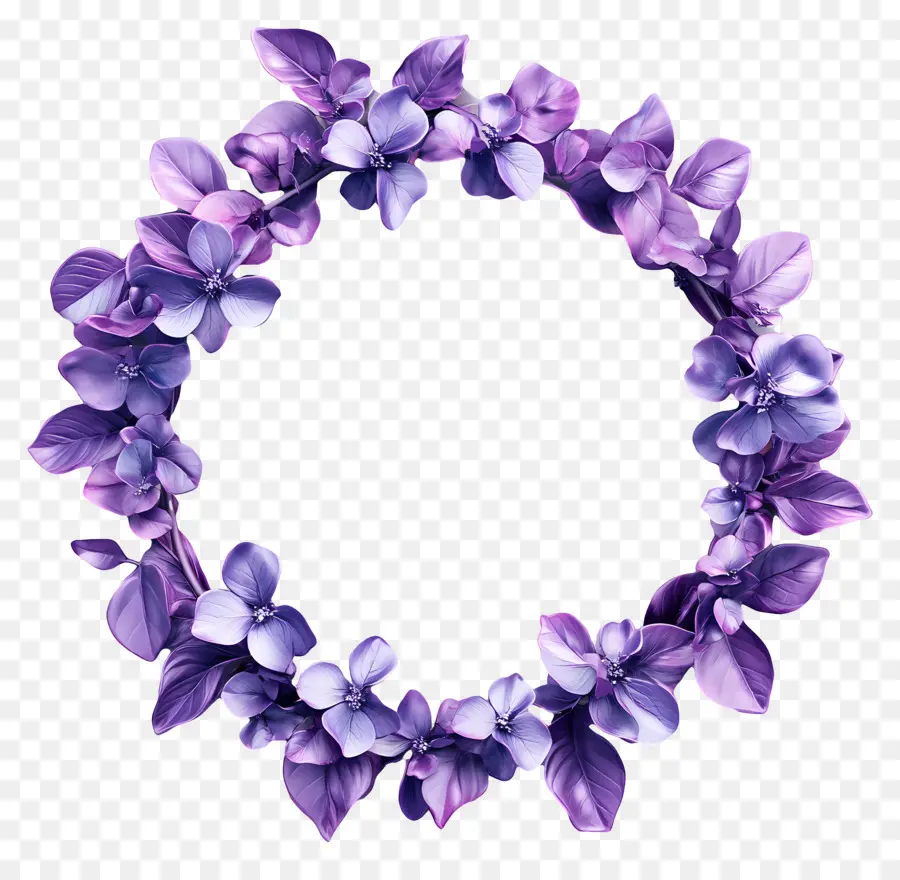 Cadre De Cercle，Couronne De Fleurs Violettes PNG