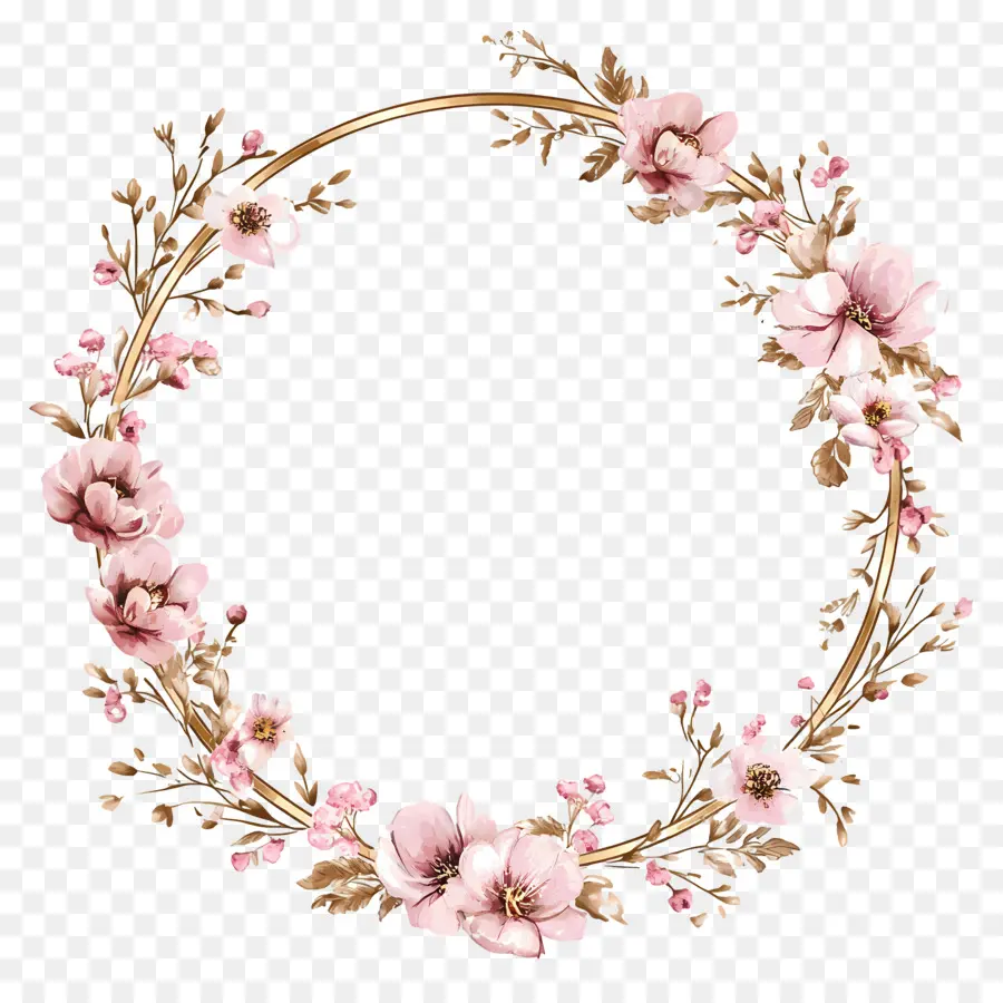 Cadre De Cercle De Mariage，Couronne Florale PNG