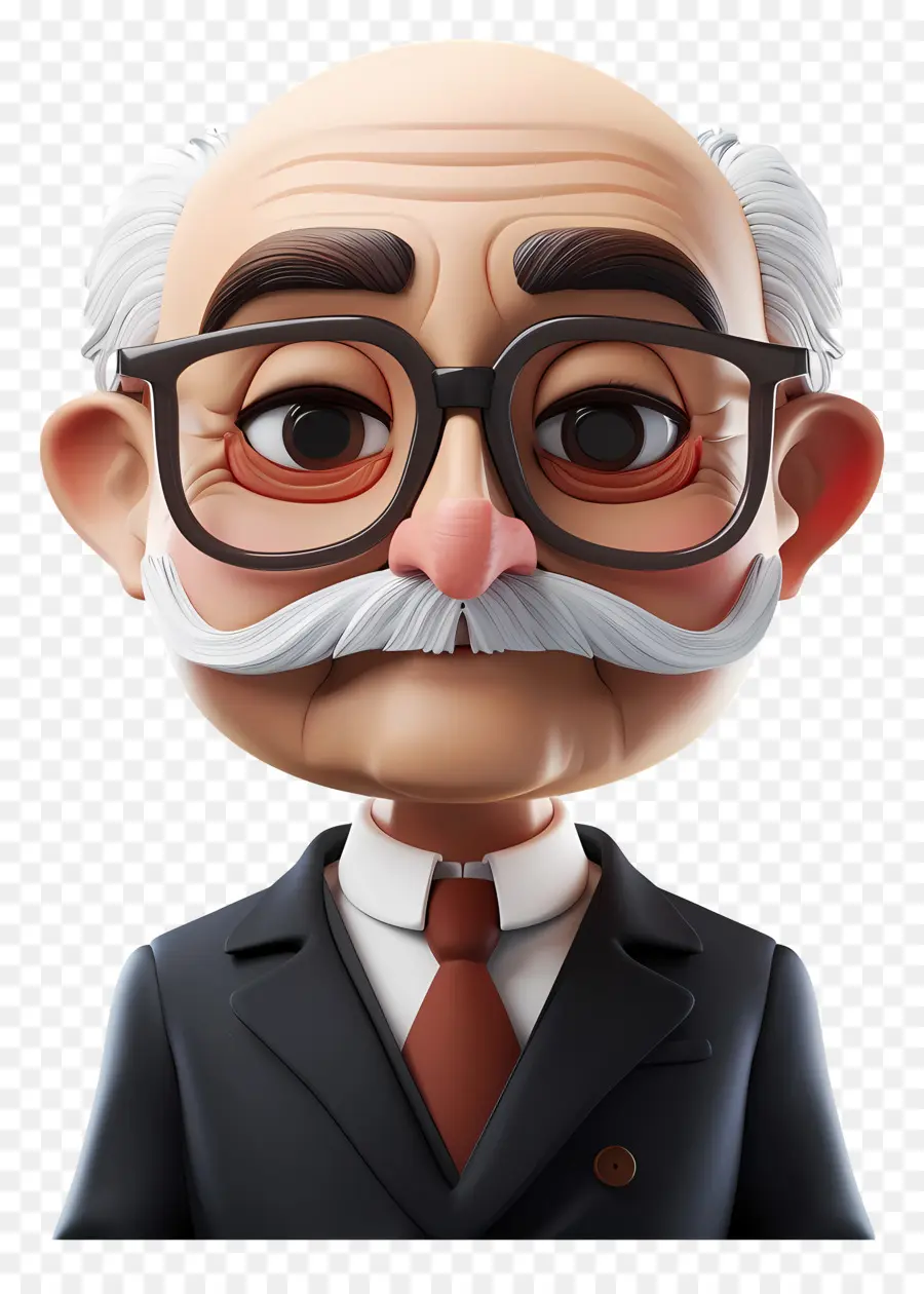 Avatar De Vieil Homme Modèle 3d，Un Homme âgé Avec Des Lunettes PNG