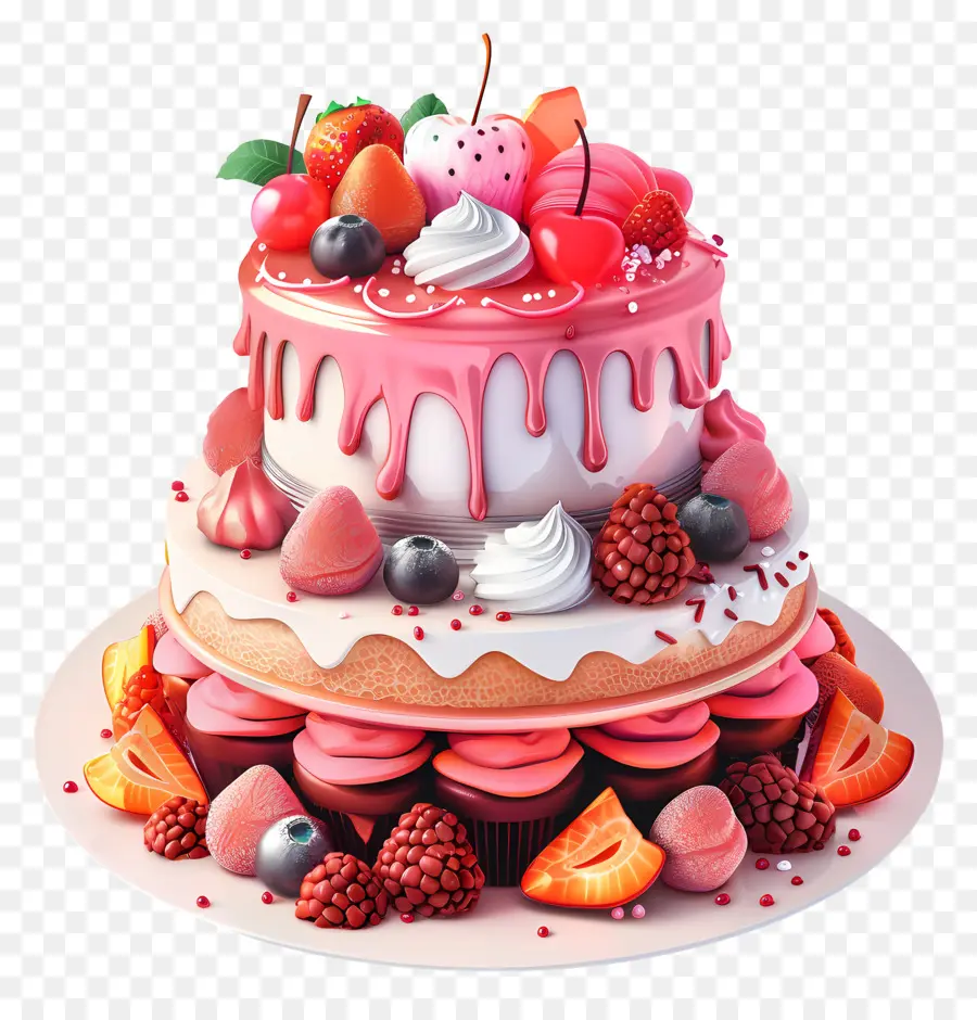 Gâteau 3d，Gâteau Aux Fruits PNG