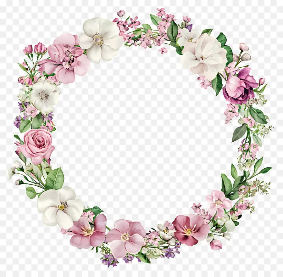 Cadre De Cercle De Mariage，Couronne De Fleurs PNG