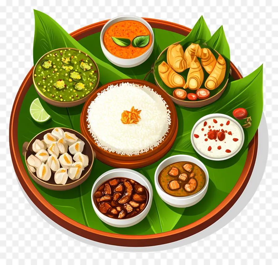 Onam Sadhya，Plateau De Nourriture Traditionnelle PNG