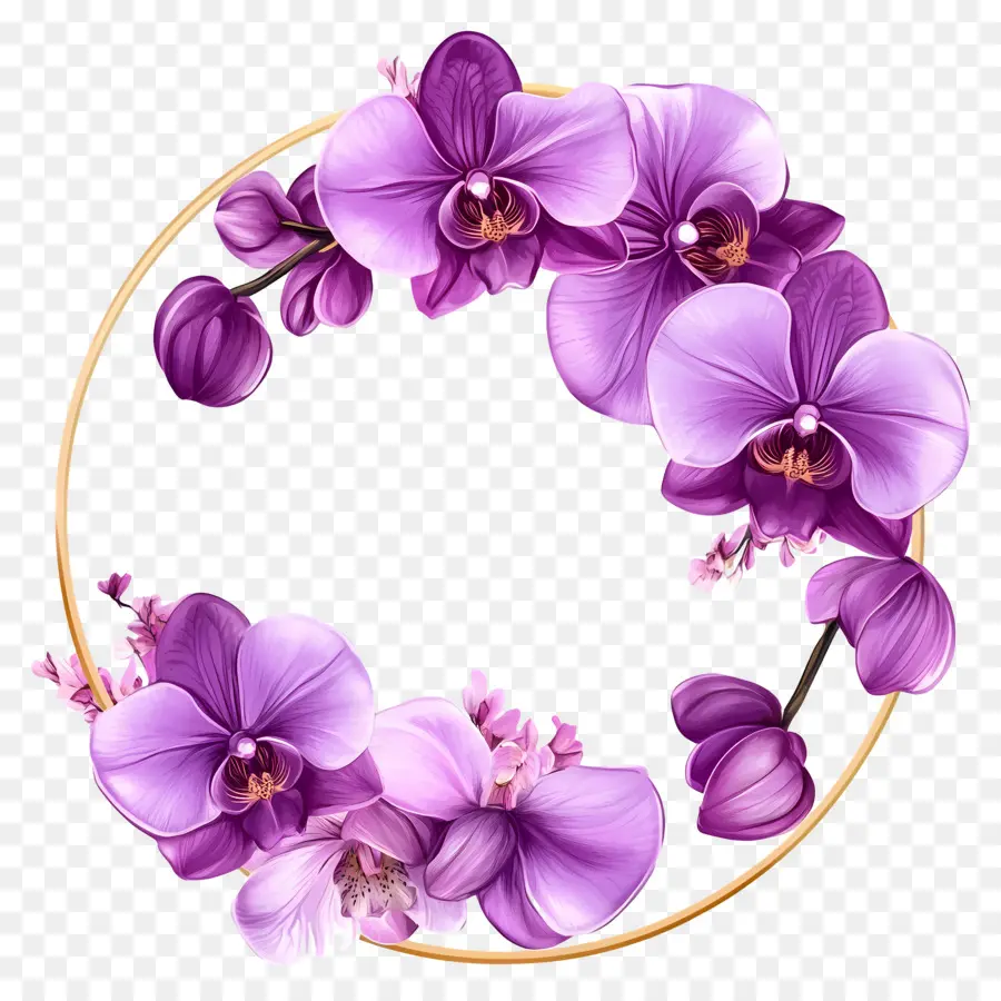 Cadre De Cercle，Orchidées Violettes PNG