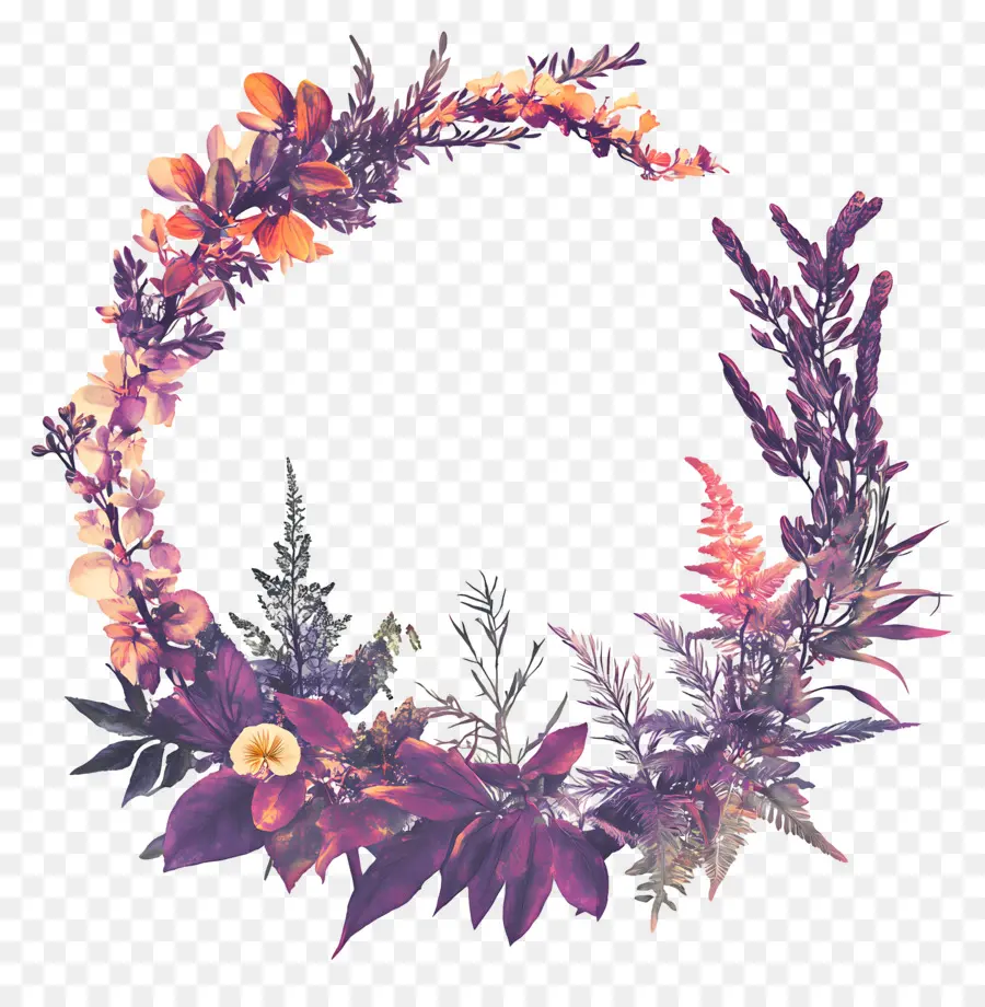 Cadre De Cercle，Couronne Florale PNG