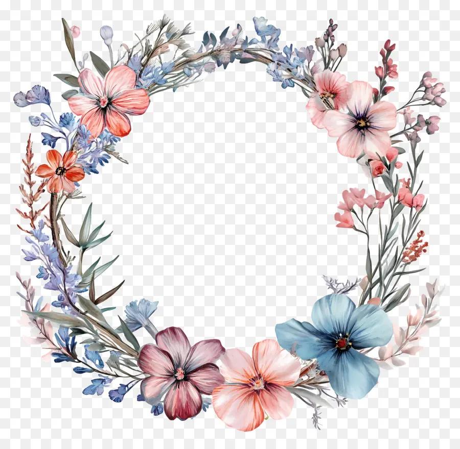 Cadre De Cercle De Mariage，Couronne Florale PNG