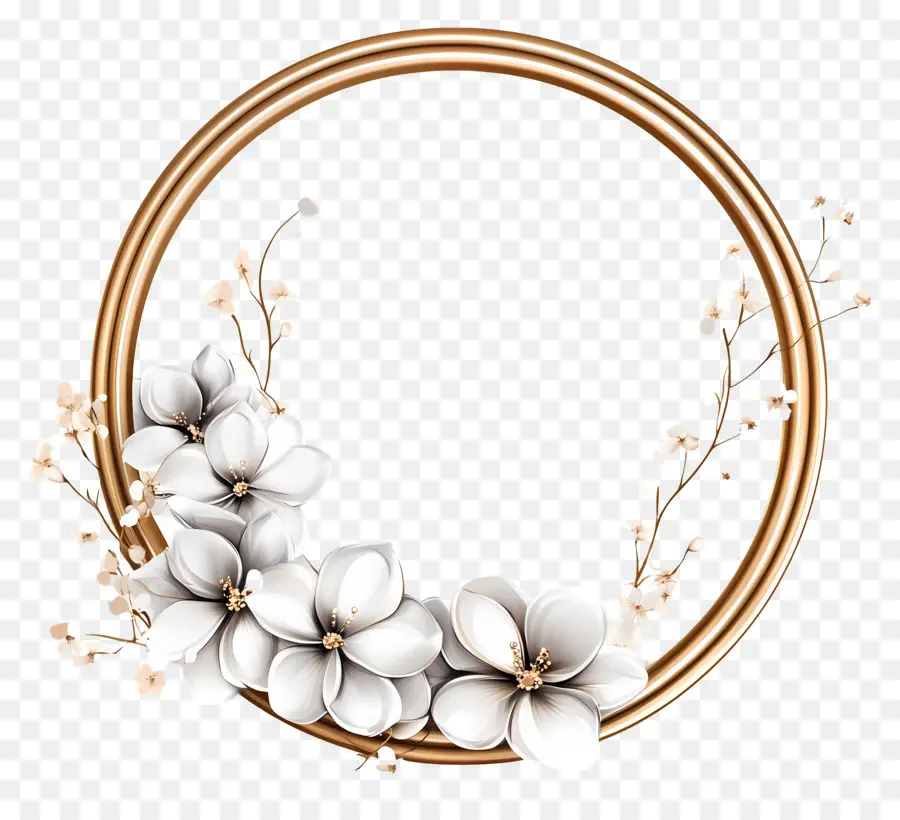 Cadre De Cercle De Mariage，Couronne Florale PNG