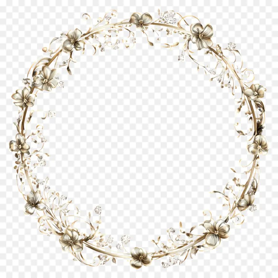 Cadre De Cercle De Mariage，Couronne Florale PNG