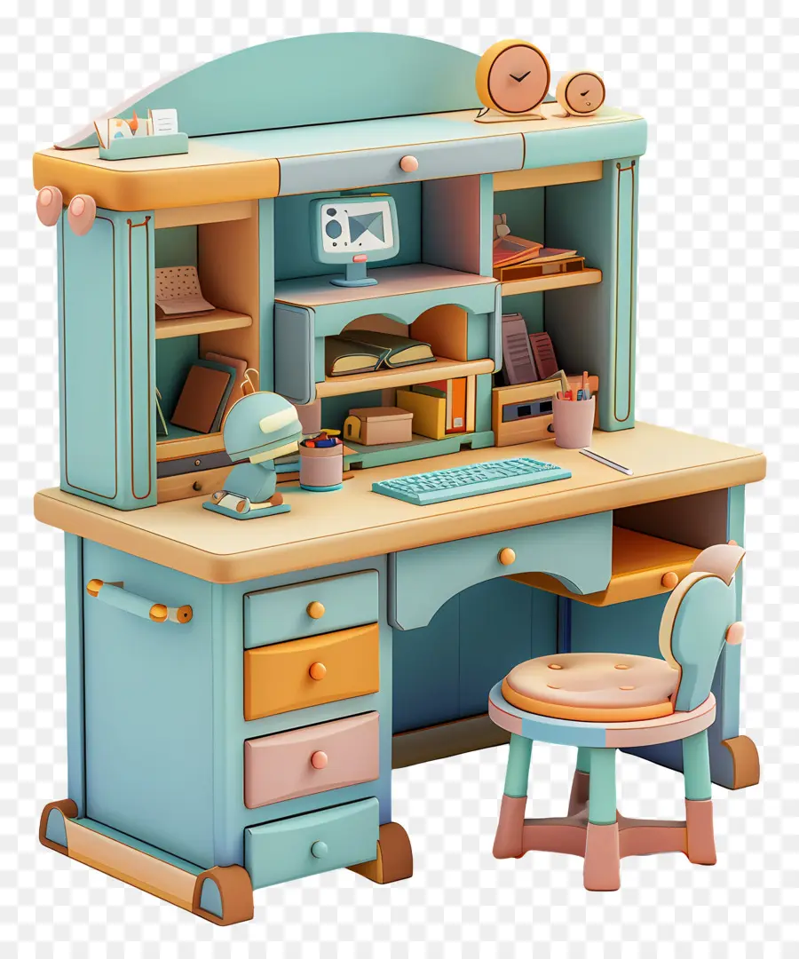 Bureau 3d，Bureau Coloré PNG