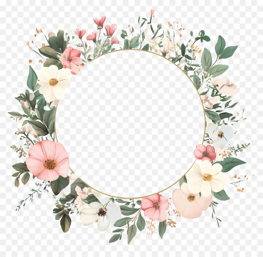 Cadre De Cercle De Mariage，Couronne Florale PNG