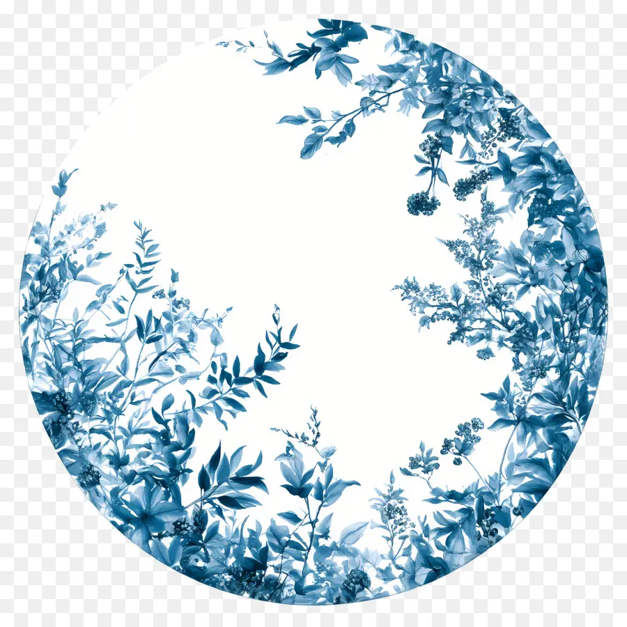 Cadre Cercle Bleu，Cercle Floral Bleu PNG