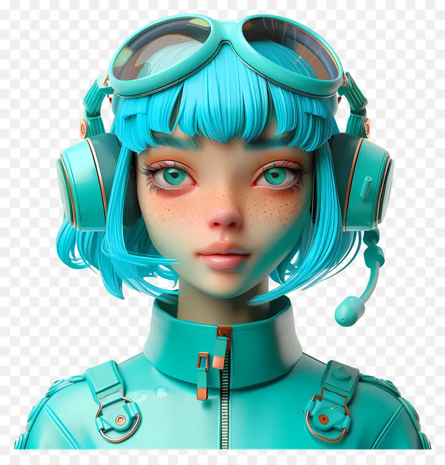 Avatar De Fille 3d，Fille Avec Des écouteurs PNG