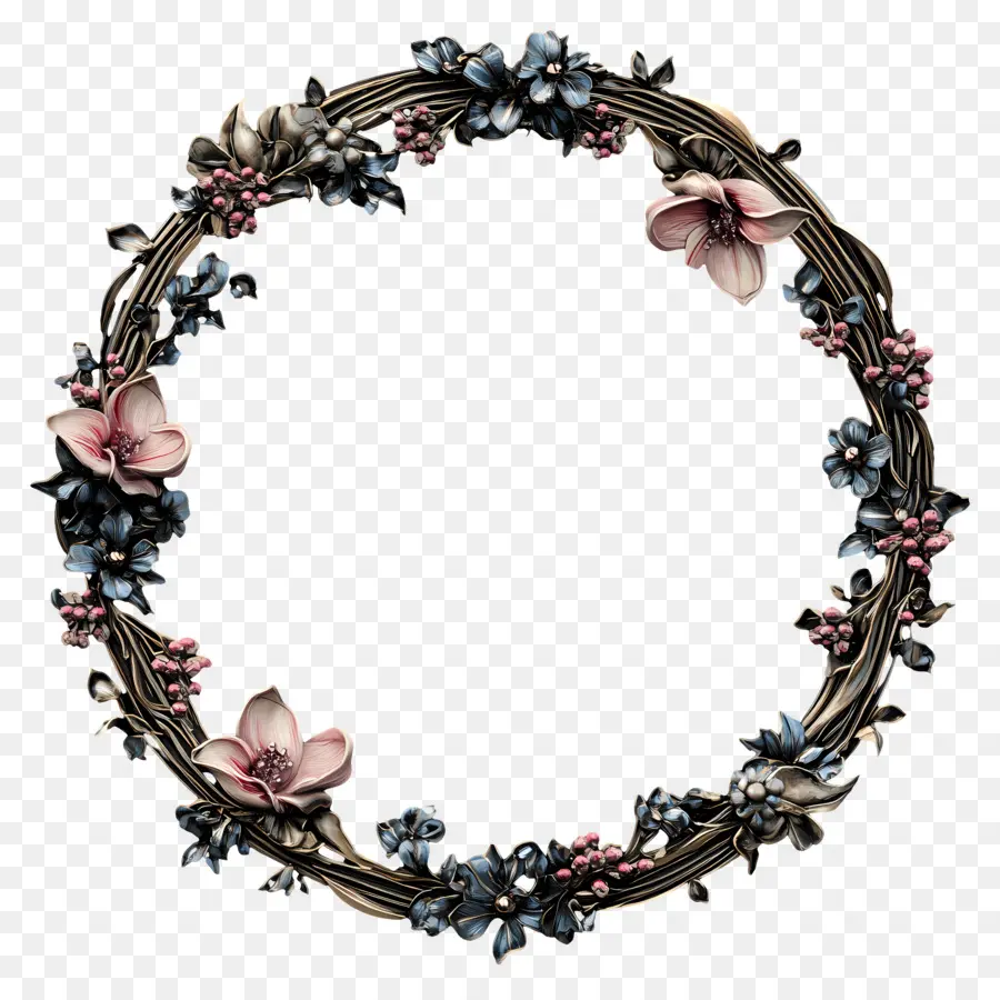 Cadre De Cercle De Mariage，Couronne Florale PNG