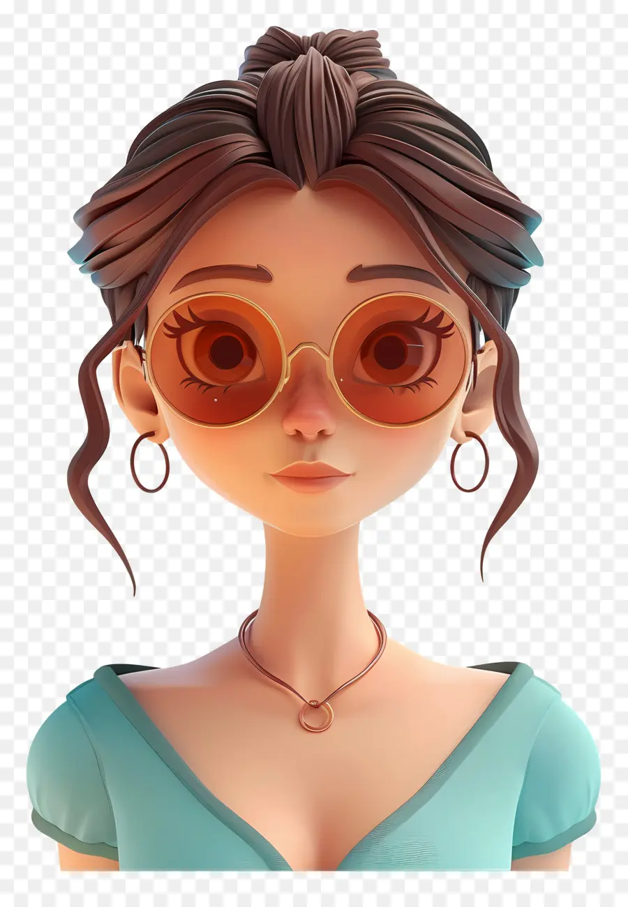 Avatar De Fille 3d，Fille Avec Des Lunettes De Soleil PNG