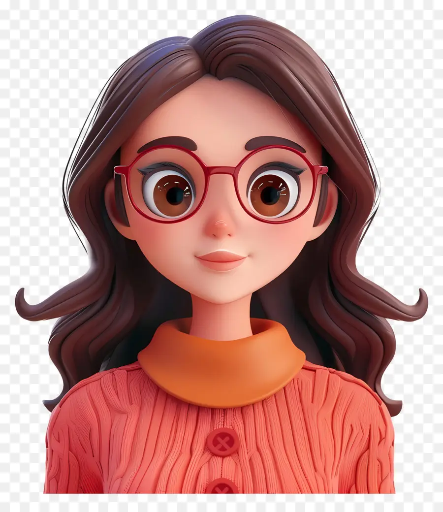 Avatar De Femme 3d，Fille Avec Des Lunettes PNG