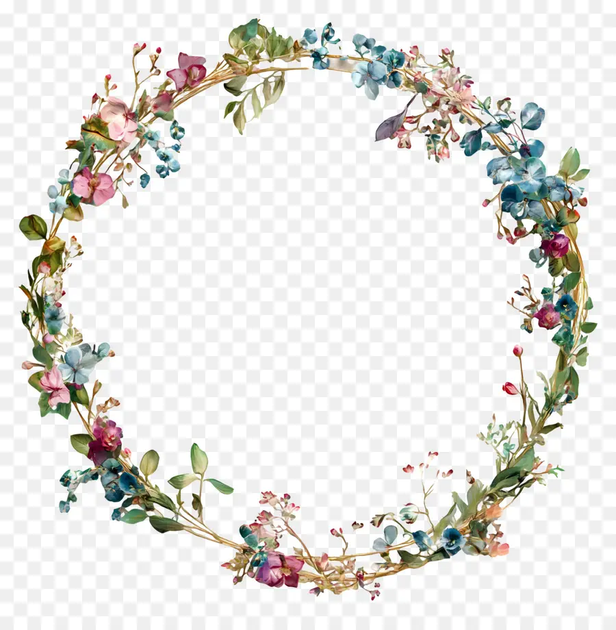 Cadre De Cercle De Mariage，Couronne Florale PNG