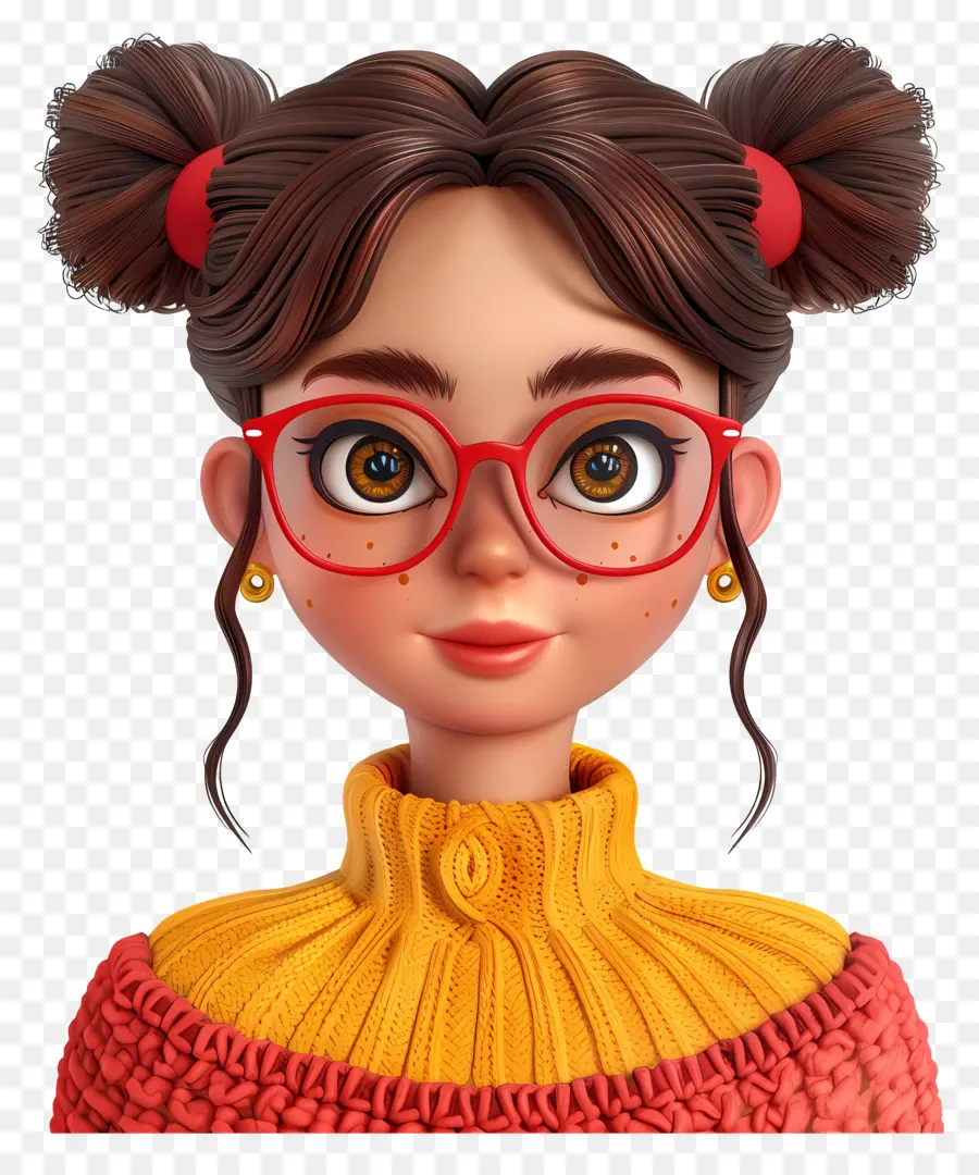 Avatar De Fille 3d，Fille Avec Des Lunettes PNG