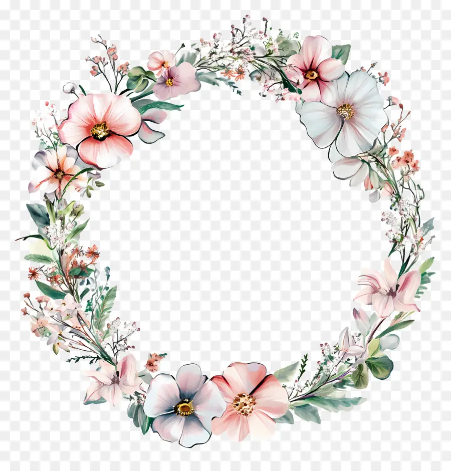 Cadre De Cercle De Mariage，Couronne Florale PNG