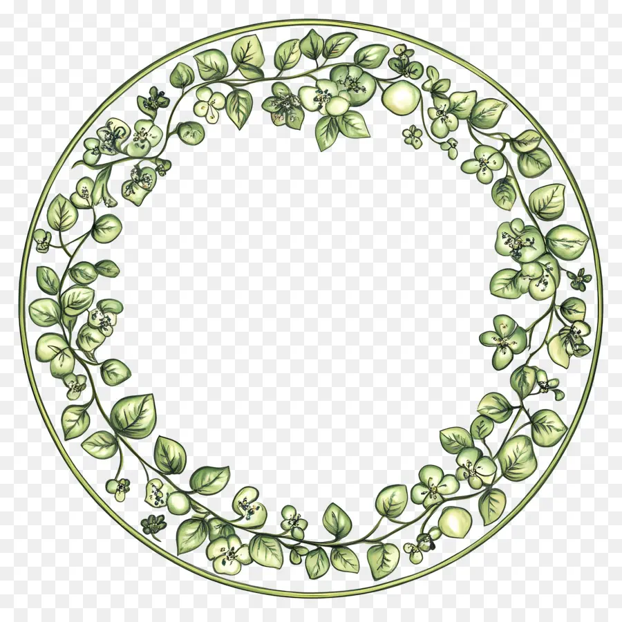 Cadre De Cercle Vert，Couronne Florale PNG