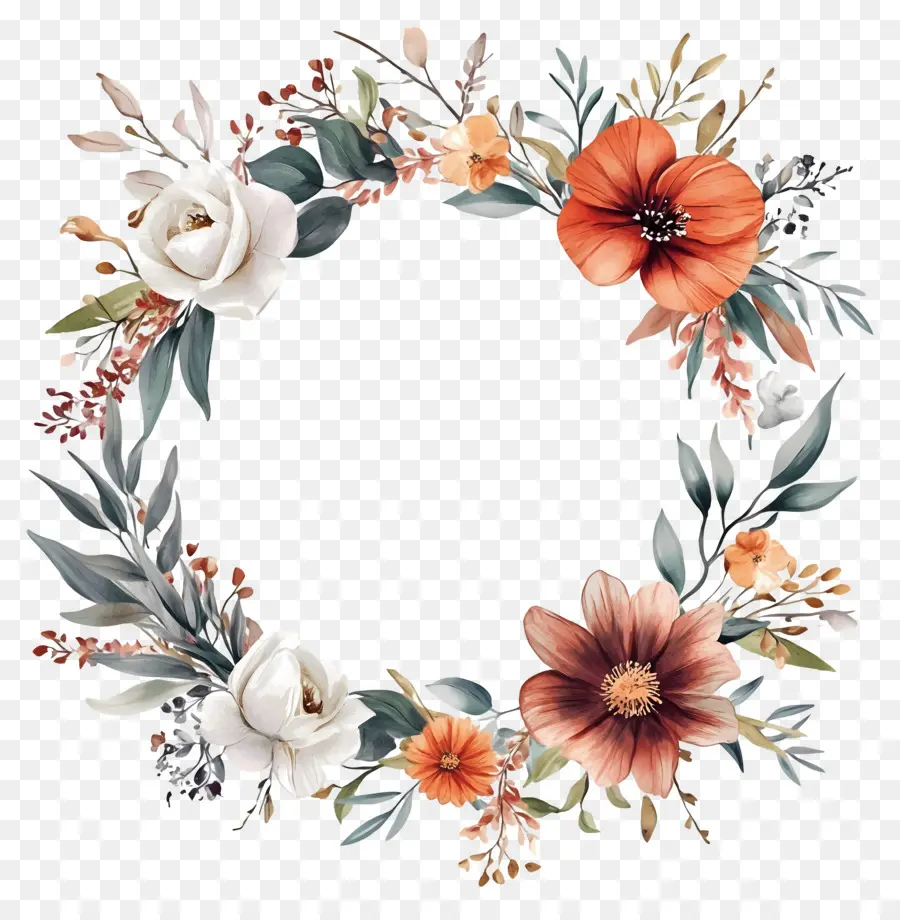 Cadre De Cercle De Mariage，Cadre De Fleurs PNG