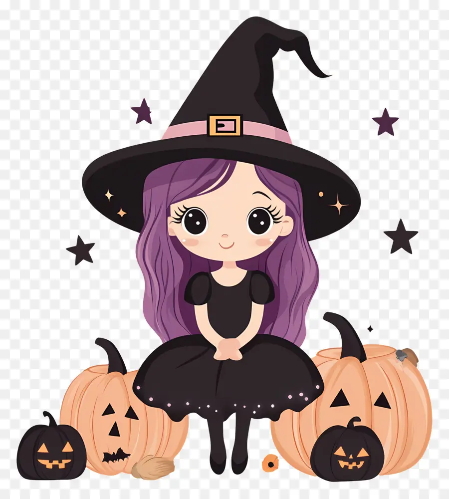 Jolie Sorcière D'halloween，Sorcière Mignonne PNG